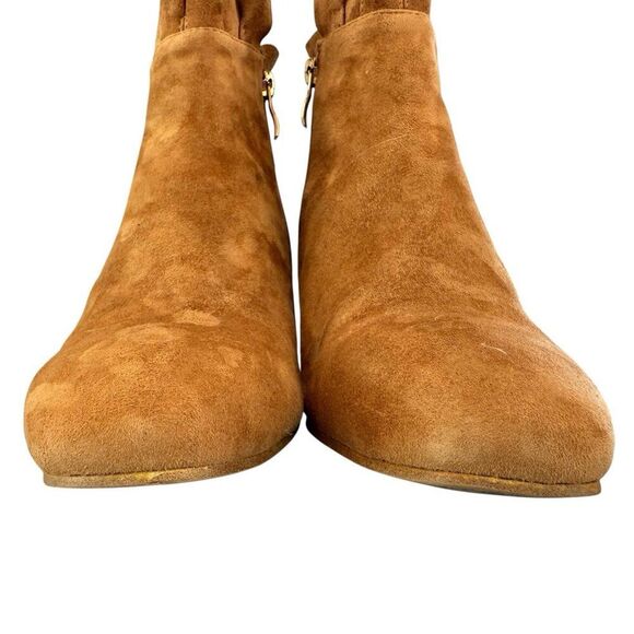 Silent D Suede Boots Ankle Booties Honey Womens EU 39 US 8-8.5 Ruffle Gold Brown - Picture 4 of 13